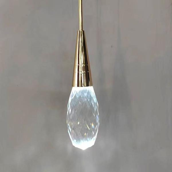 46 Long Pole Water Droplets Crystal Staircase Light Luxury Long Chandelier Simple Nordic Long Chandelier Villa Living Room Hollow Rotating Creative Double Net Red Restaurant Chandelier