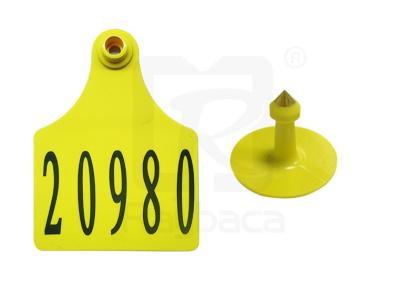 Two Parts Female Male Cattle Ear Tags Laser Anti Animal Bite Structure