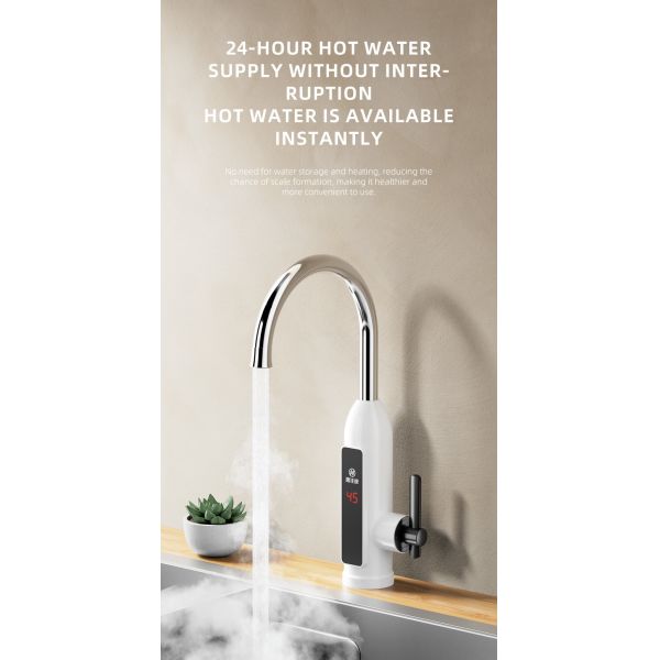 Over Heating Protector Electric Heating Tap with 304 Stainless Steel Housing 3.3KW Power and IPX4 Waterproof Grade for Kitchen Bathroom