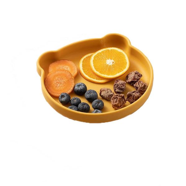 Silicon Pink Childrens Tray Plate Spoons And Bowl With Compartment With Size Is 18*18*4cm And Weight Is 220 Gram