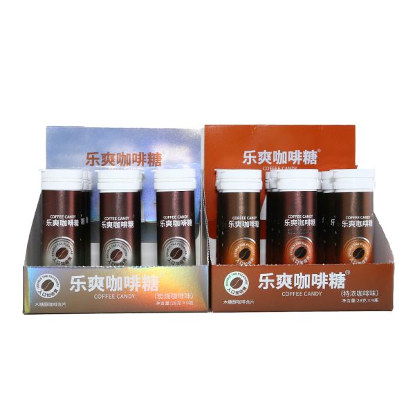 Wholesale Coffee Tablet Semi-Hard Candy with Xylitol 28g Sugar-Free Exotic Snack in Bottles 18 Months Shelf Life