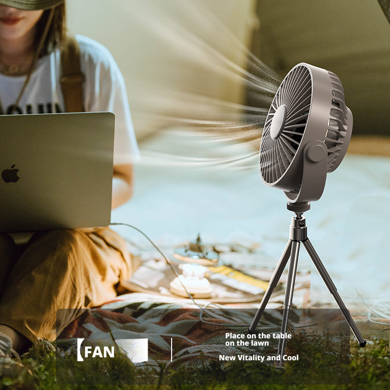 Tripod Pedestal Fan Camping Ceiling Fan With Detachable Bracket 360 Degree Rotation