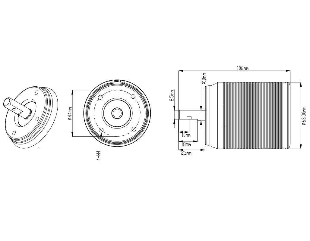 High Torque & Efficiency Brushless Drive DC 6384S Motor 48V 120-330KV 4000W for Electric Scooter Skateboard Mountainboard