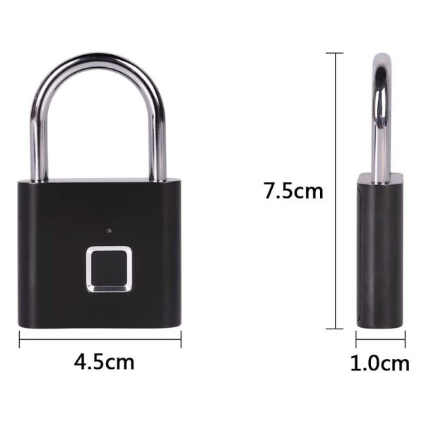 Factory Electronic USB Fingerprint Padlock Charging Portable Zinc Alloy Smart Eco-Friendly 10 Sets Fingerprints RARLUX SY11
