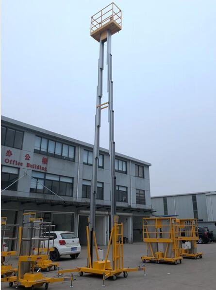 10 metros de elevación vertical de trabajo aéreo de la plataforma del palo de aluminio del doble