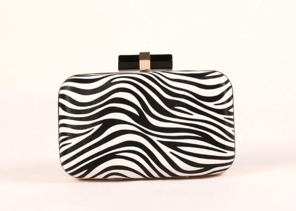 Luxury Black And White Colored Evening Clutch Bags Fashion Leather Material