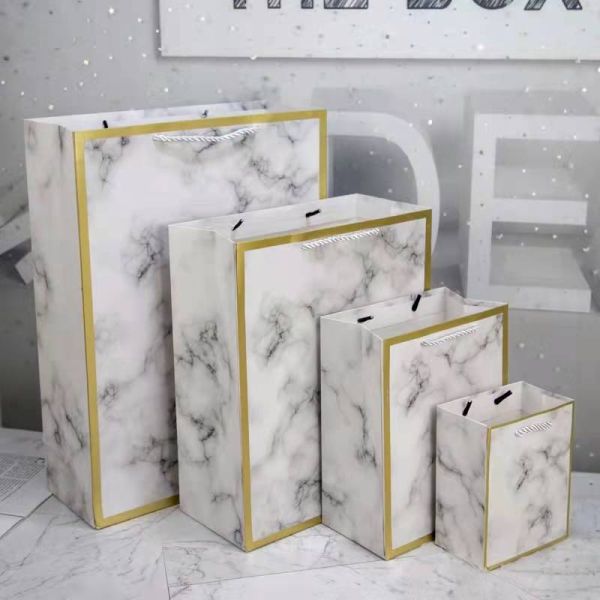 Lipack Marble Boutique Carrier Paper Bags With Rope Handle