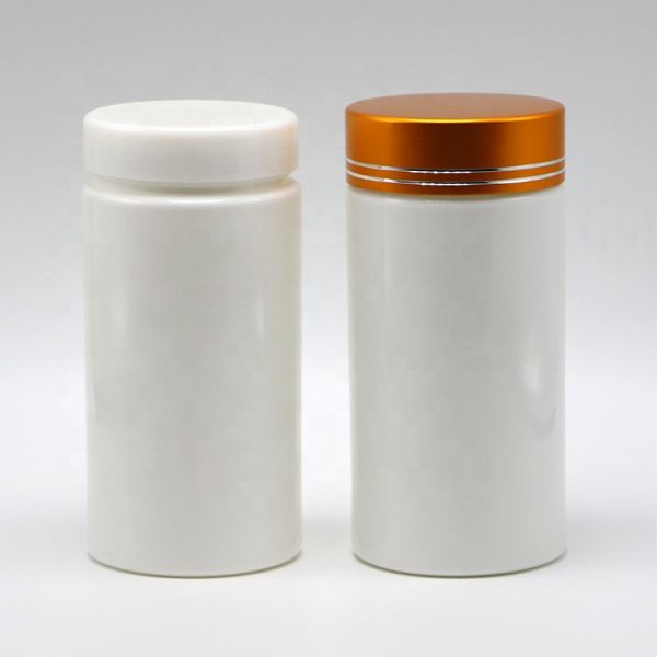 Botellas de plástico PE de forma cilíndrica recta de 200 ml botellas de farmacia con tapas de aluminio