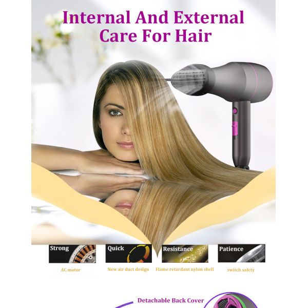 Профессиональный отрицательный фен для волос нейлона серого цвета мотора AC иона 1800W сильный