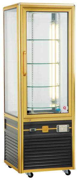 Single Temperature Refrigerated Cake Display Cabinets 308L Four - Sides Tempered Glass Aluminium Frame