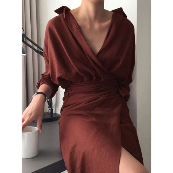 Осень рукава 2018 женщин платья падения дам Линен свободных длинная