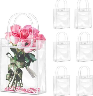 Saco personalizado Logotipo PVC embalagem de presente Snap fechamento plástico PVC transparente Saco de presente Tote