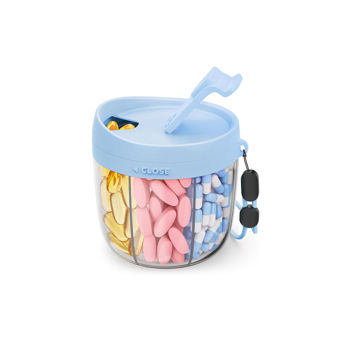 Rotating Pill Dispenser 7-Slot High Capacity Travel Case