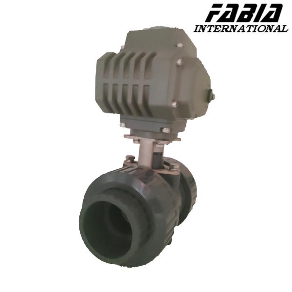 Válvula de esfera industrial de vedação suave de PVC elétrica para óleo, gás, água, química