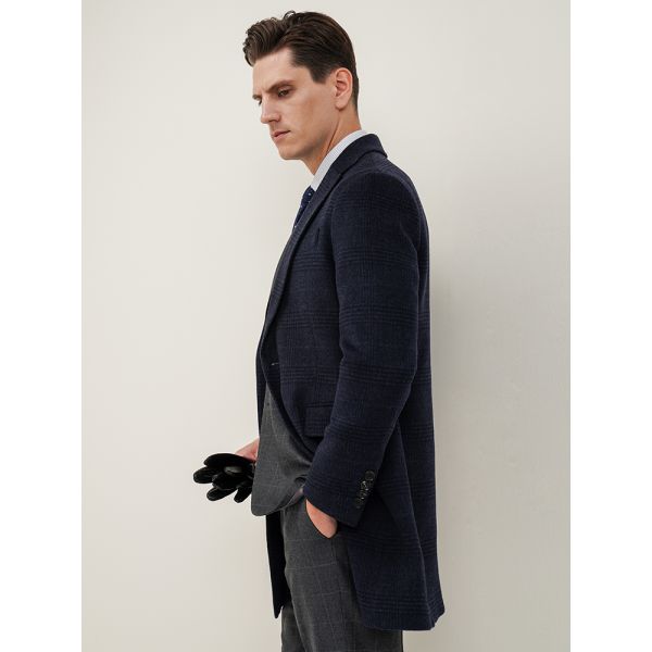 Autumn And Winter Retro Wool Warm Loose Big Yards Men's Long Coat Woven and Warm