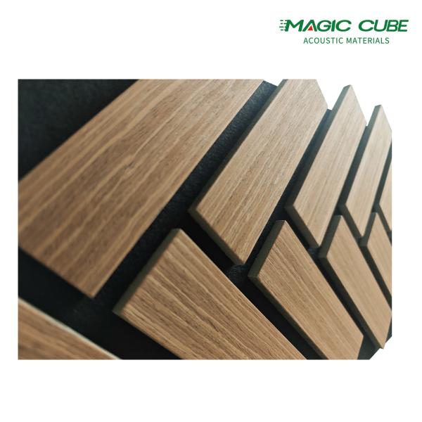 Wood Slat Acoustic Panels with PET-Fiber Soundproofing for Homes Hotels Akupanel