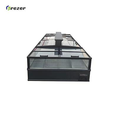 Digital Control Horizontal Display Fridge Circular Arc Glass Door Display Chiller For Seafood