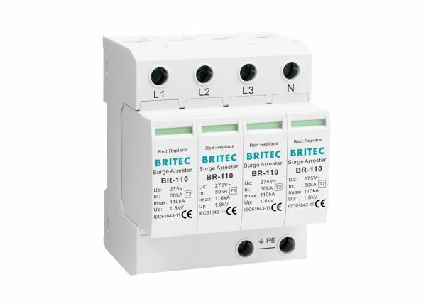 110kA SPD 4 Pole AC Power Surge Protector Low Residual Voltage