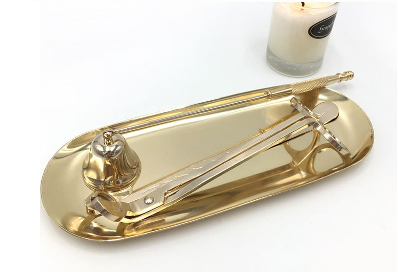 Gold Elliptical Plate 180mm Length 112g Metal Jewelry Tray