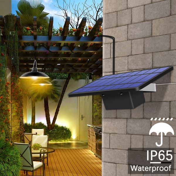 LED Solar Pendant Lamp 3M Cable Solar Shed Lights with Remote Control Solar Garden Light Outdoor Waterproof Patio Decoration