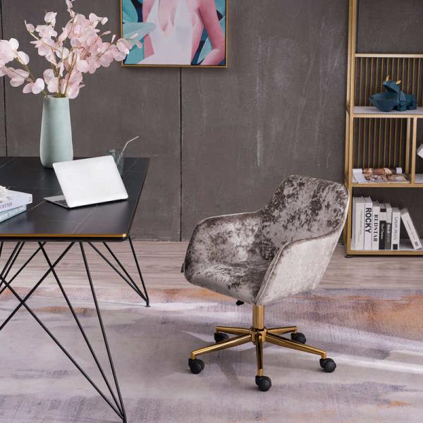 Fixed Armrest 16.93inch Height Velvet Living Room Office Chair 16.4 Pounds