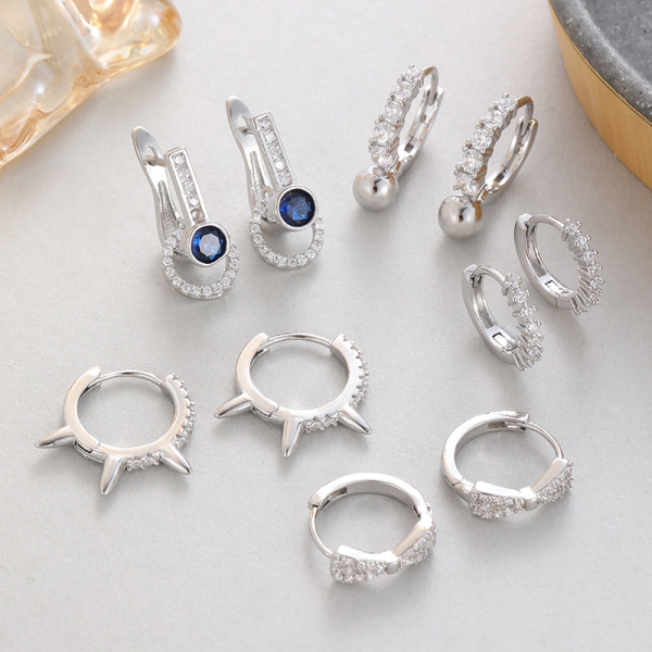 Wholesale 14k Gold Plated Willow Nail Ear Buckle Zircon Earrings Simple Light Luxury Niche Design Bow Jewelry Hoop Earring