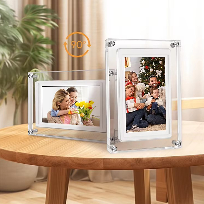 2026 New Wholesale 7 Inch Customized Your Own Acrylic Digital Photo Frames with MP4 Video & MP3 Audio Clock Function 