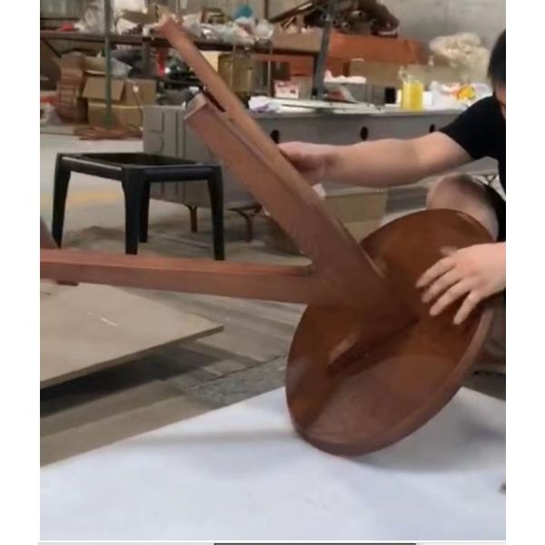 Living Room Unique Round Sofa Side Coffee Table With Trianqle Legs