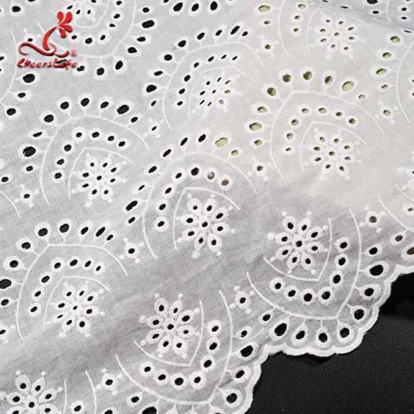 2019 Hot White Cotton Fabrics Embroidered Lace Fabric For Bridal