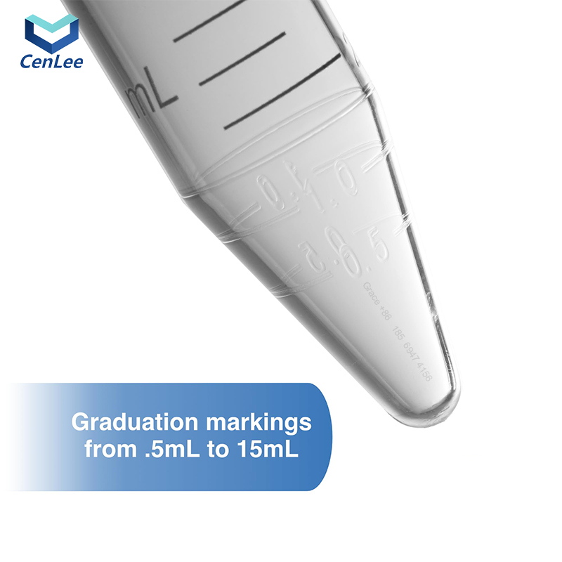 15mL Sterile High Transparency PP Plastic Conical Bottom Centrifuge Tubes Screw Caps Write-on Spot Non-Pyrogenic DN/RNase Free