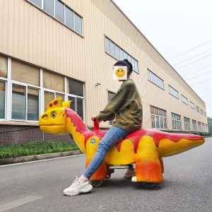 Parque Jurásico Paseo en Dinosaurio Para Niños 100kg Carga Gran Dinosaurio Scooter Eléctrico Amarillo