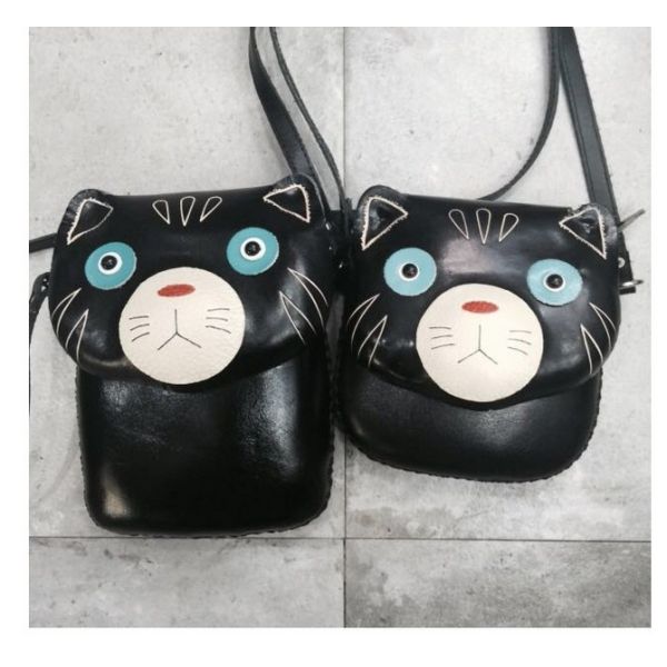 Leather messenger bag small forest animals Sen female retro cute bags