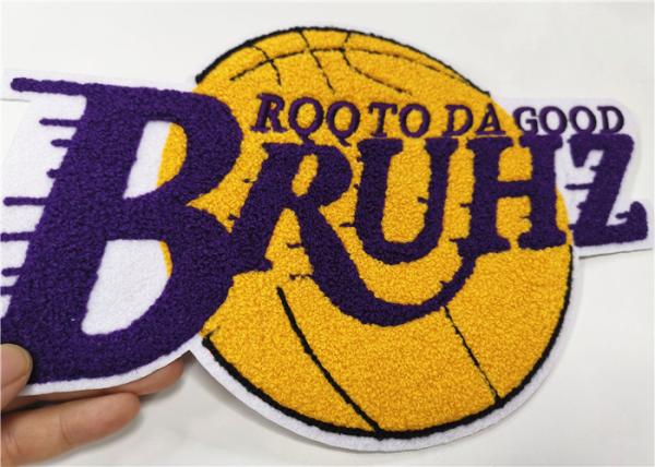 Basketball Team Chenille Letterman Patches For Varsity Jackets Die Cut Edge