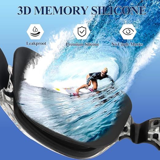 Anti-Fog Anti-UV No Leaking Swim Goggles for Adults with HD Lens and Wide View