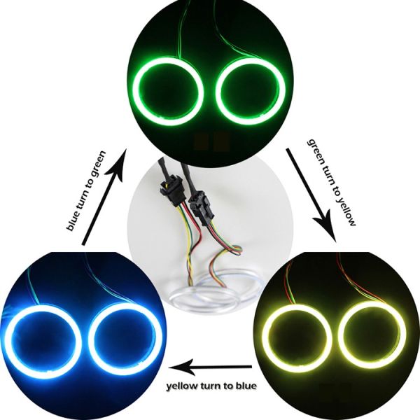 White Yellow Color RGB Angel Eye Ring HID LED Motorcycle Light