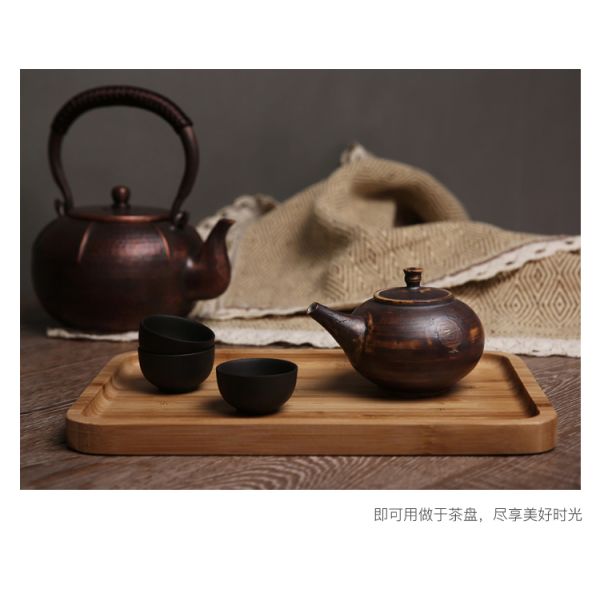 Customized Natural Solid Wood Bamboo Food Cutlery Tray in Different Sizes and Shapes