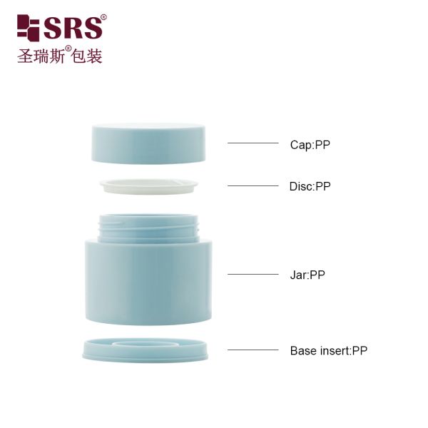 SRSJL 50g 100g Empty Painted Matte Blue Color PP Cream Jar Container Customization Body Scrub Jars