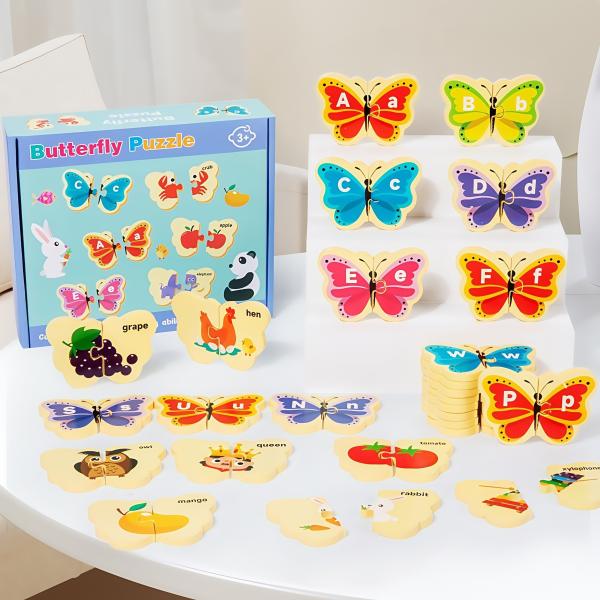 Children's Wooden butterfly Letter Puzzle Children's Puzzle Wooden Toys