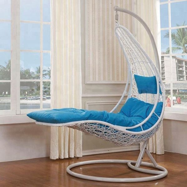 Waterproof Fabric Cushion Outdoor Swing Chair in Black Wicker for Comfortable Seating
