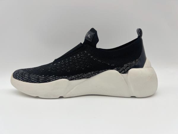 Navy Black Slip Resistant Work Shoes Womens 5cm Wide Elastic Upper