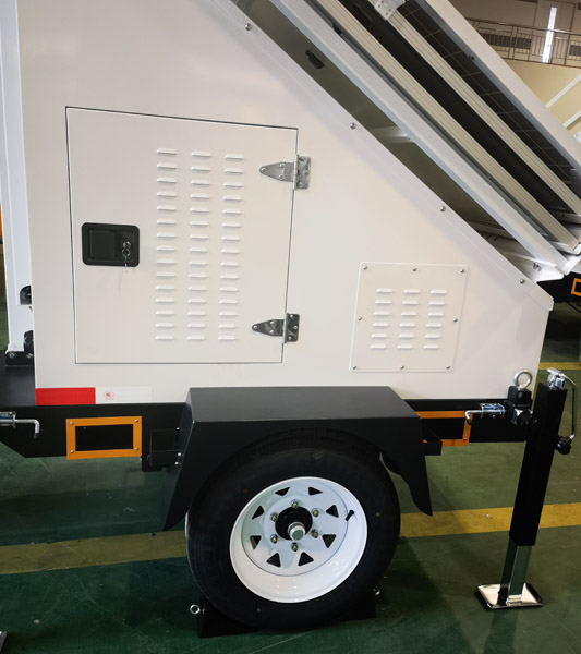 Мобильный солнечный трейлер Солнечная маяковая башня с 3 * 400W солнечными панелями 4 * 150W светодиодные огни