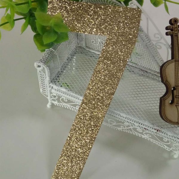 Large Gold Number Seven Glitter Paper Letters Die Cut Size 5 