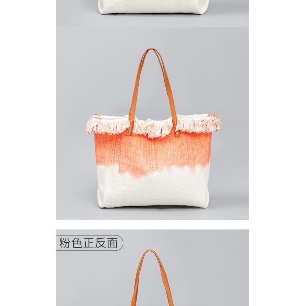 EMBROIDERED TOTE TASSEL DESIGN CANVAS BAG BRAIDED ALPHABET CANVAS UNDERARM NEW SHOULDER SUMMER HIGH CAPACITY WOMEN'S BAG