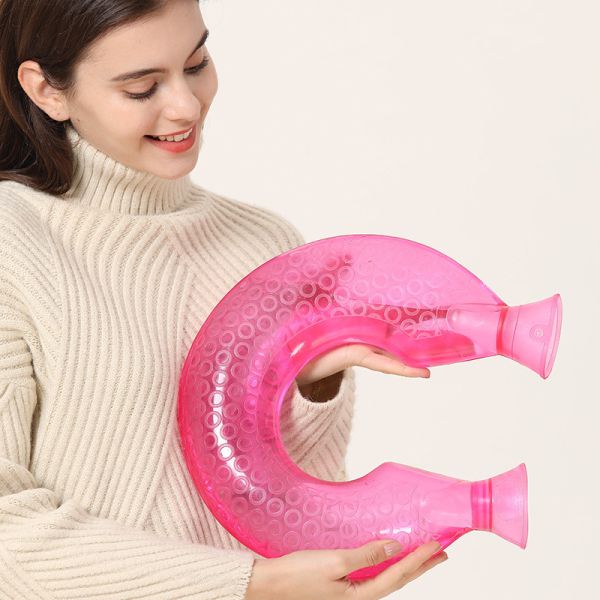 1.5L Botella de agua caliente fría Bolsa en forma de U Reutilizables bolsas calientes y frías para el dolor