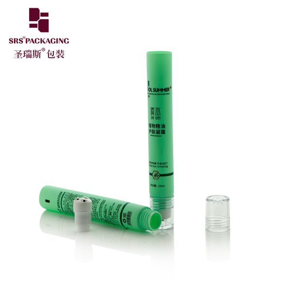 Cosmetic PE Roll On Tube Green D19mm 20ml With Silkscreen Printing