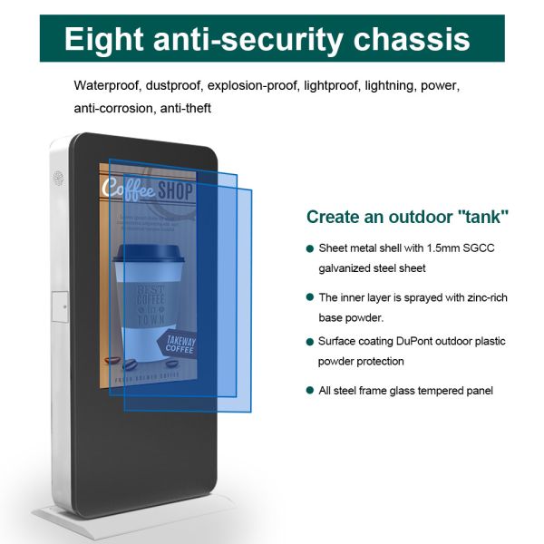 Prenda impermeable ultra brillante exterior interactiva del tótem de la señalización de 55 Digitaces de la pulgada