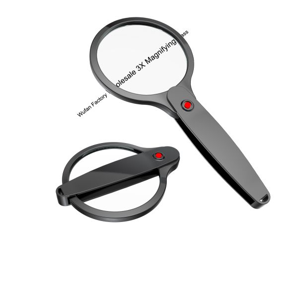 Amazon 90mm Foldable Handheld 3X+6X Optical PMMA Instruments Magnifying Glass