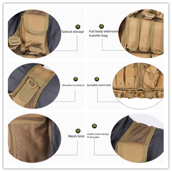 600D Camouflage Hunting Tactical Vest Breathable Army Combat Vest
