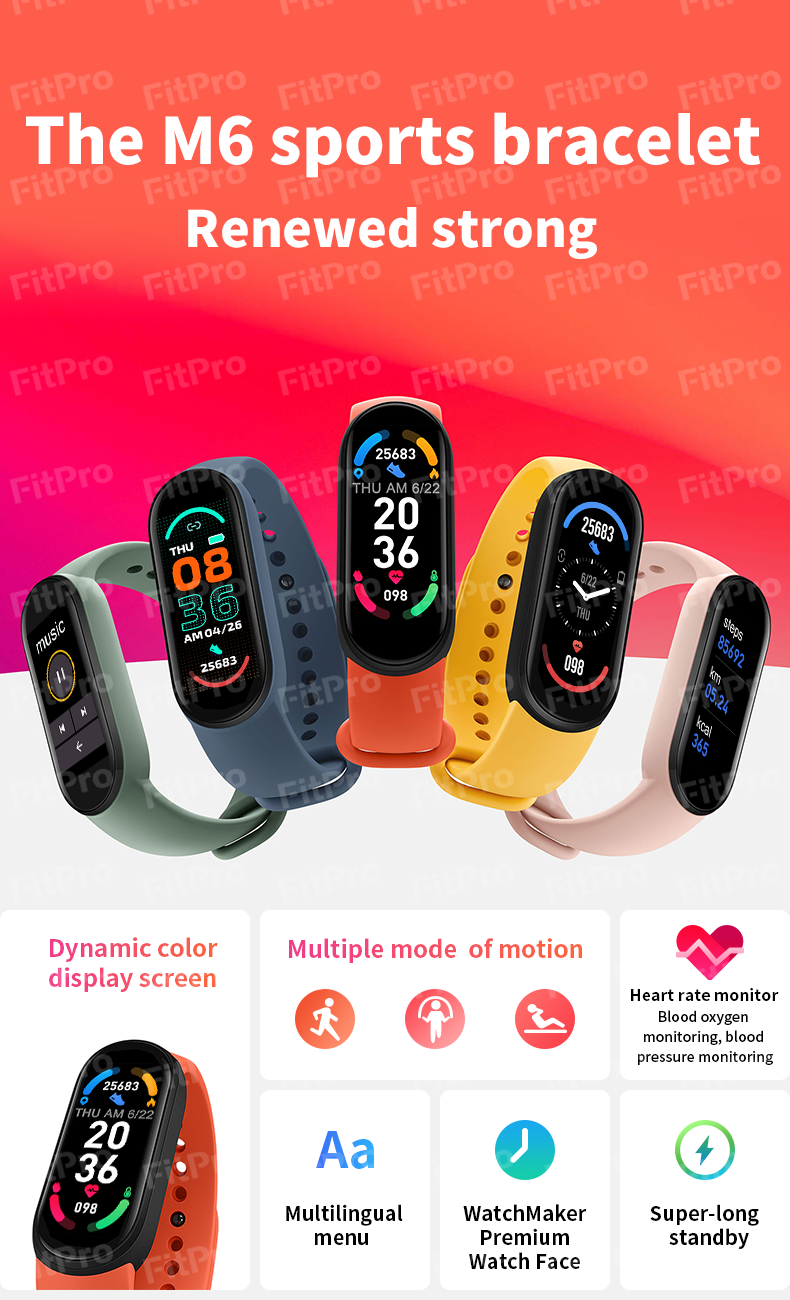 Wholesale Smartwatch Fitness Tracker Watch For Xiaomi Smartband Mi Band 6 5 Fitness Bracelet