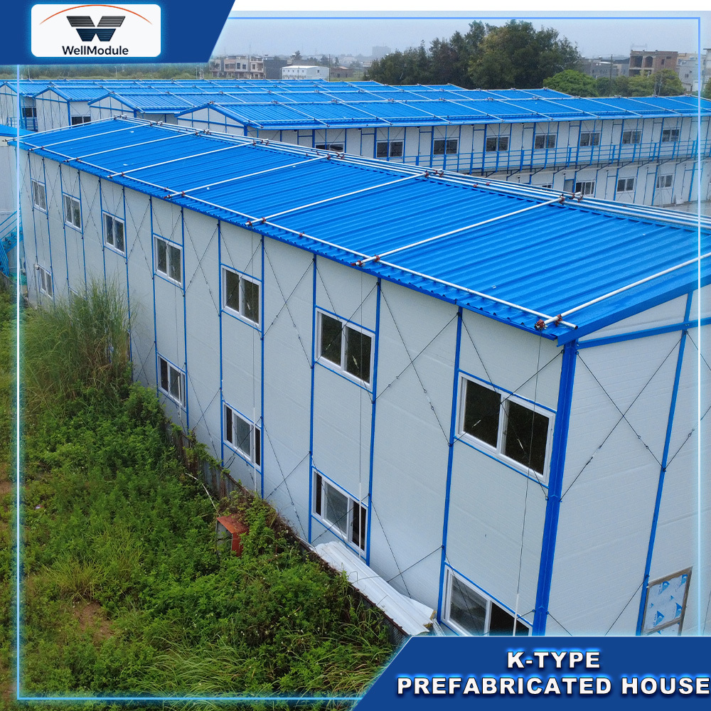 K Type Prefabricated House with Steel Structure and Sandwich Panel for Construction Camp, Worker Dormitory and Temporary Office Building